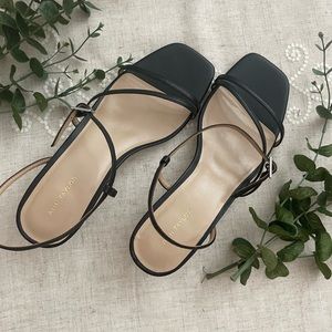 NEW Ann Taylor Black strappy square toe low heel sandals